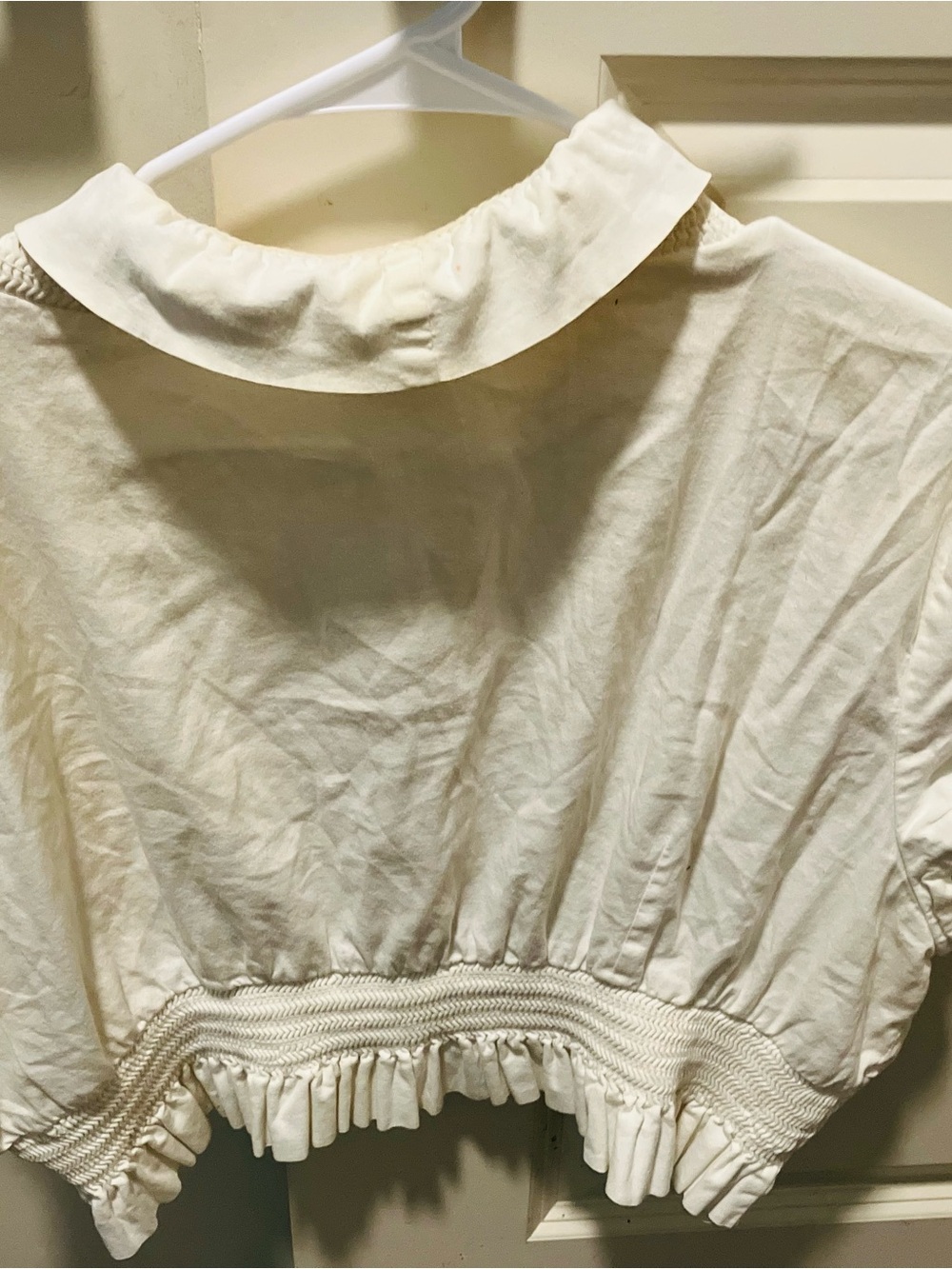 Ivory Ruffle Smocked Crop Top - Picture 2 of 2